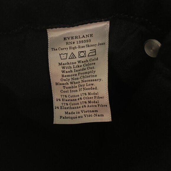 Everlane Curvy High-Rise Skinny Jeans Black Women's Size 25 Crop - Picture 5 of 6